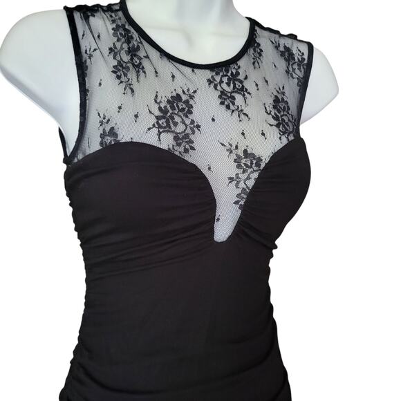 ASO FRIENDS GUESS Bodycon Y2k Black Dress whimsy GothIc witch SM - Picture 9 of 11